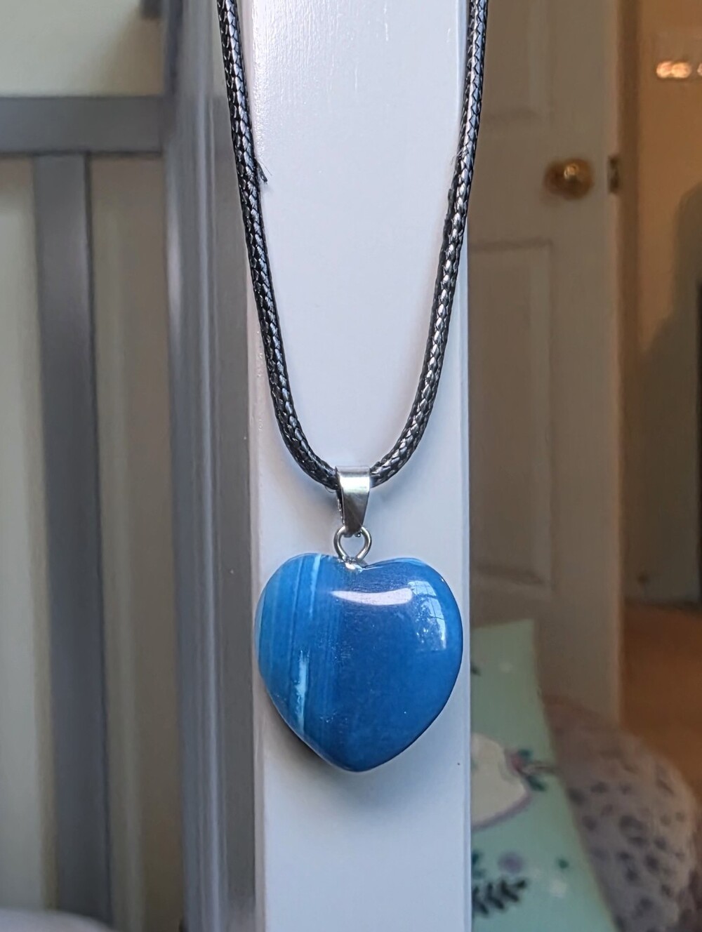 Blue Stone Heart Pendant Necklace